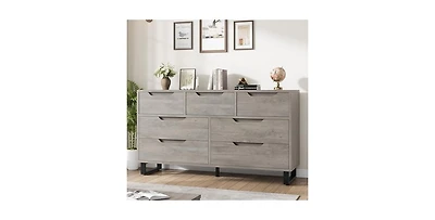 gaomon 7 Dresser for Bedroom, 55" Wide Dresser, Freestanding Horizontal Drawer with Storage
