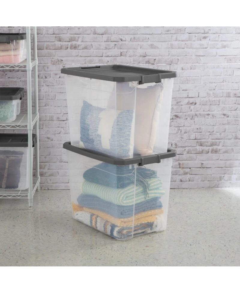 Sterilite 108 Qt. Clear Stacker Storage Container Tote w/ Latching Lid, (4 Pack)