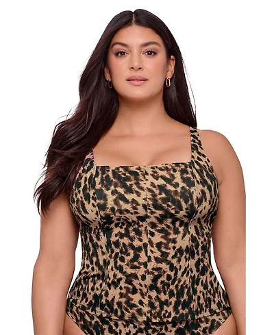 S3 Apparel Women's Supportive Square Neck Lace Back Tankini Swimsuit Top