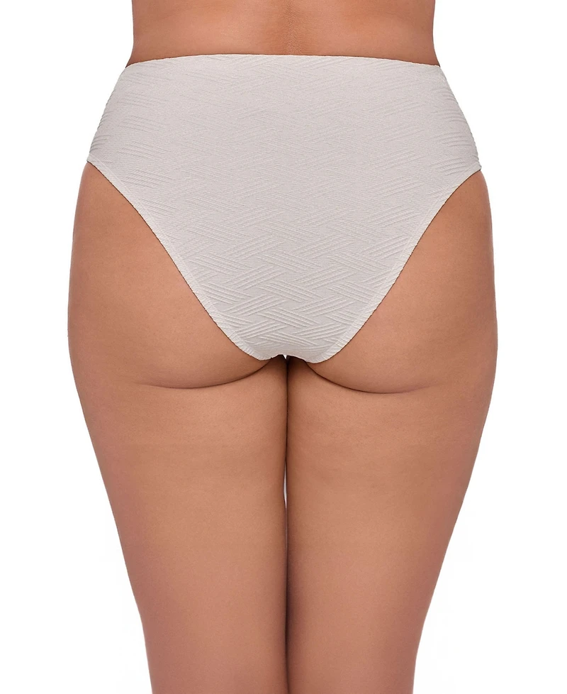 S3 Apparel Women's Smoothing Novelty High Leg Rise Bikini Swimsuit Bottoms - Coquette Basket Weave