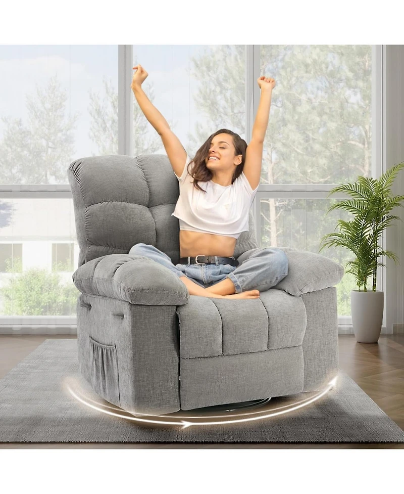 gaomon Rocking Recliner Chair,360 Swivel,30 Rocking,135 Tilt,Chenille Upholstery,Q235 Steel Frame Glider Nursery Chair for Small Spaces