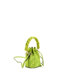Pre-Owned Fendi Mini Woven Handle Mon Tresor Bucket Bag Zucca Embroidered Canvas