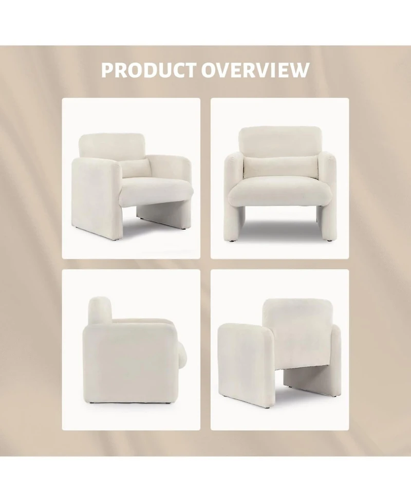 gaomon Single Sofa Chair, Reading Chair for Bedroom, Cozy Chenille Armchair, Mid Century Modern Accent with Arms and Lumbar Pillow