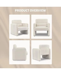 gaomon Single Sofa Chair, Reading Chair for Bedroom, Cozy Chenille Armchair, Mid Century Modern Accent with Arms and Lumbar Pillow