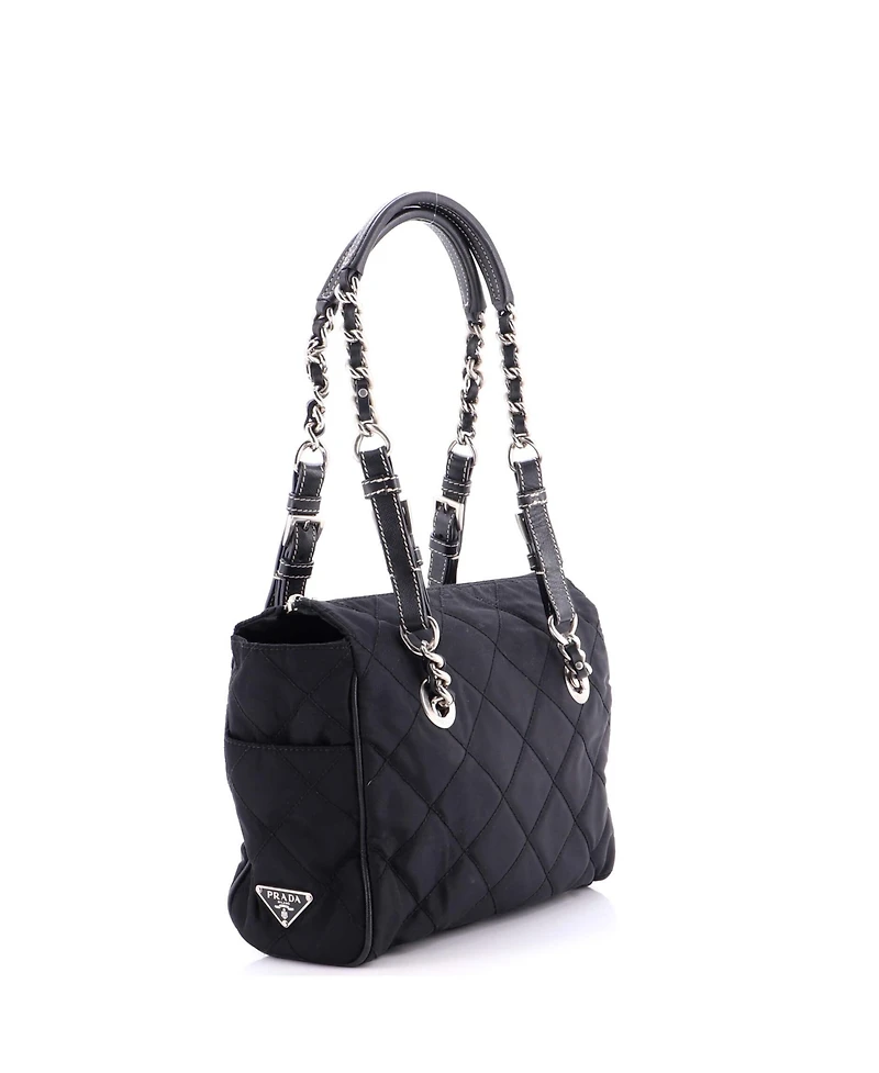 Pre-Owned Prada Medium Convertible Chain Tote Quilted Tessuto