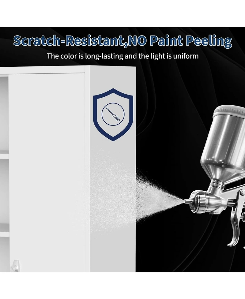 gaomon 71" Steel Storage Cabinet with Locking Doors, 4 Adjustable Shelves, Heavy Duty Metal, Rustproof Tall Cabinet for Garage, Office & Pantry