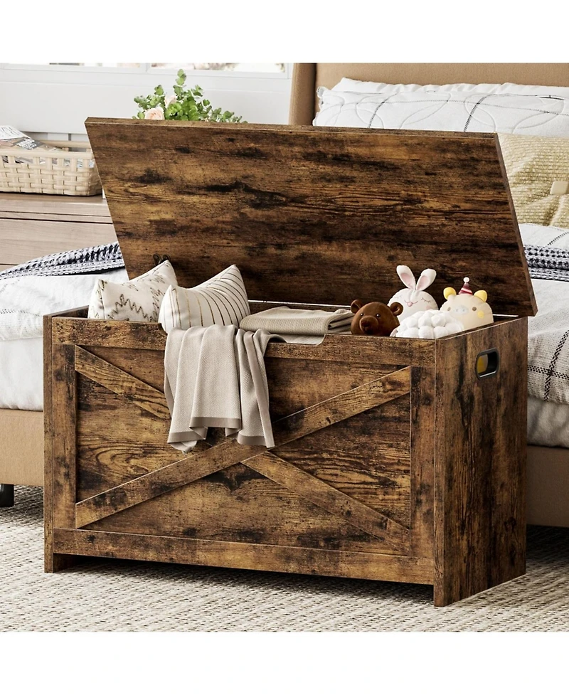 gaomon Wooden Storage Chest, Safety Hinge, Easy Assembly, Large Toy Bench, Entryway, Living Room
