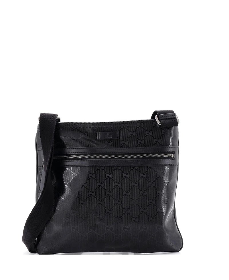 Pre-Owned Gucci Medium Front Zip Flat Messenger Bag Gg Imprime