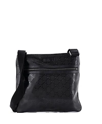 Pre-Owned Gucci Medium Front Zip Flat Messenger Bag Gg Imprime