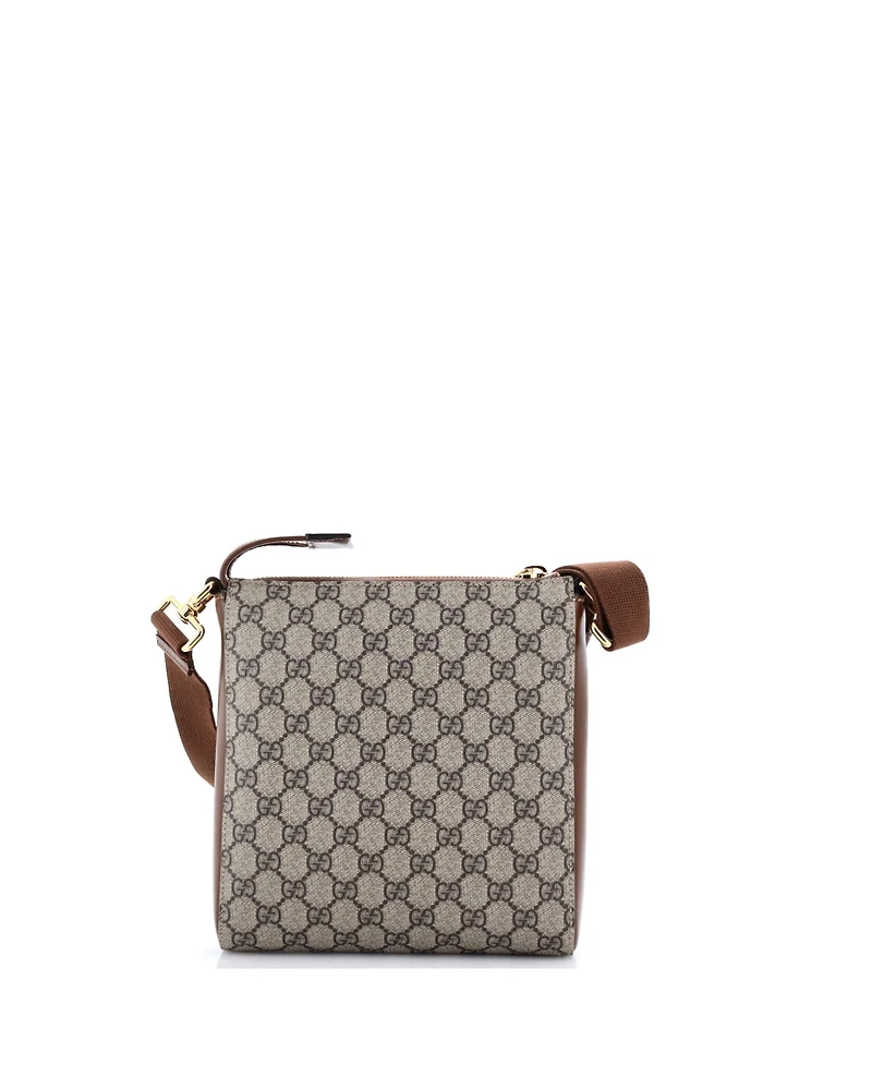 Pre-Owned Gucci Small Interlocking G Patch Zip Messenger Bag Gg Coated Canvas