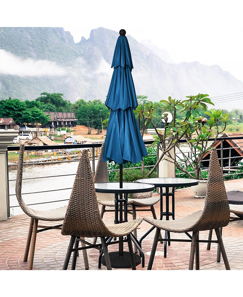 Gymax 10ft 3 Tier Patio Market Umbrella Aluminum Shade Shelter Double Vented Turquoise