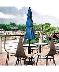 Gymax 10ft 3 Tier Patio Market Umbrella Aluminum Shade Shelter Double Vented Turquoise