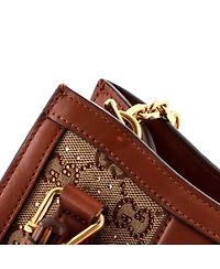 Pre-Owned Gucci Mini Diana Nm Bamboo Handle Tote Crystal Embellished Gg Canvas