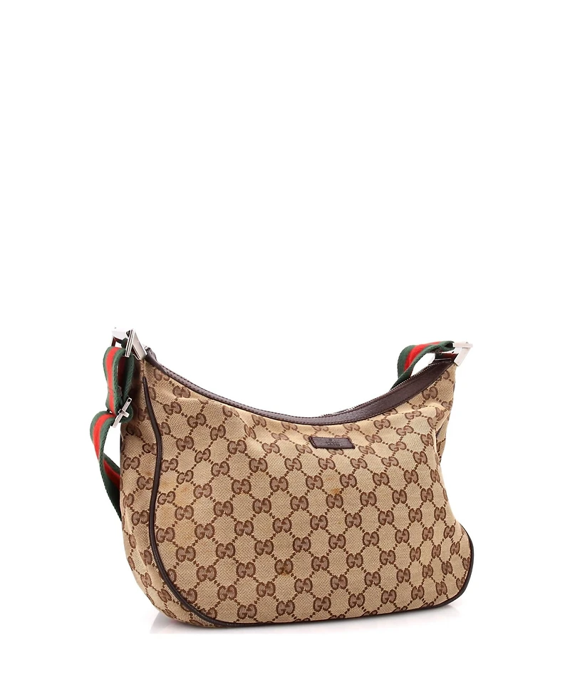 Pre-Owned Gucci Medium Saddle Zip Messenger Bag Gg Canvas with Leather