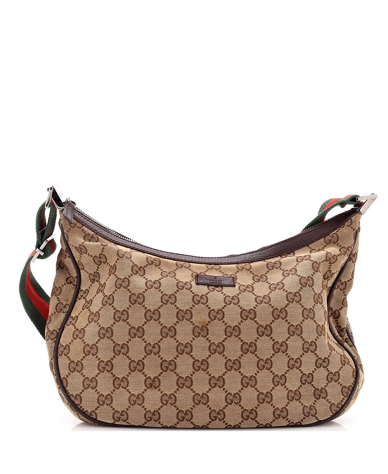 Pre-Owned Gucci Medium Saddle Zip Messenger Bag Gg Canvas with Leather