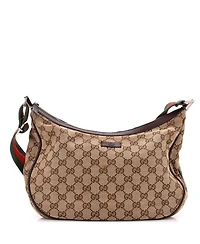 Pre-Owned Gucci Medium Saddle Zip Messenger Bag Gg Canvas with Leather