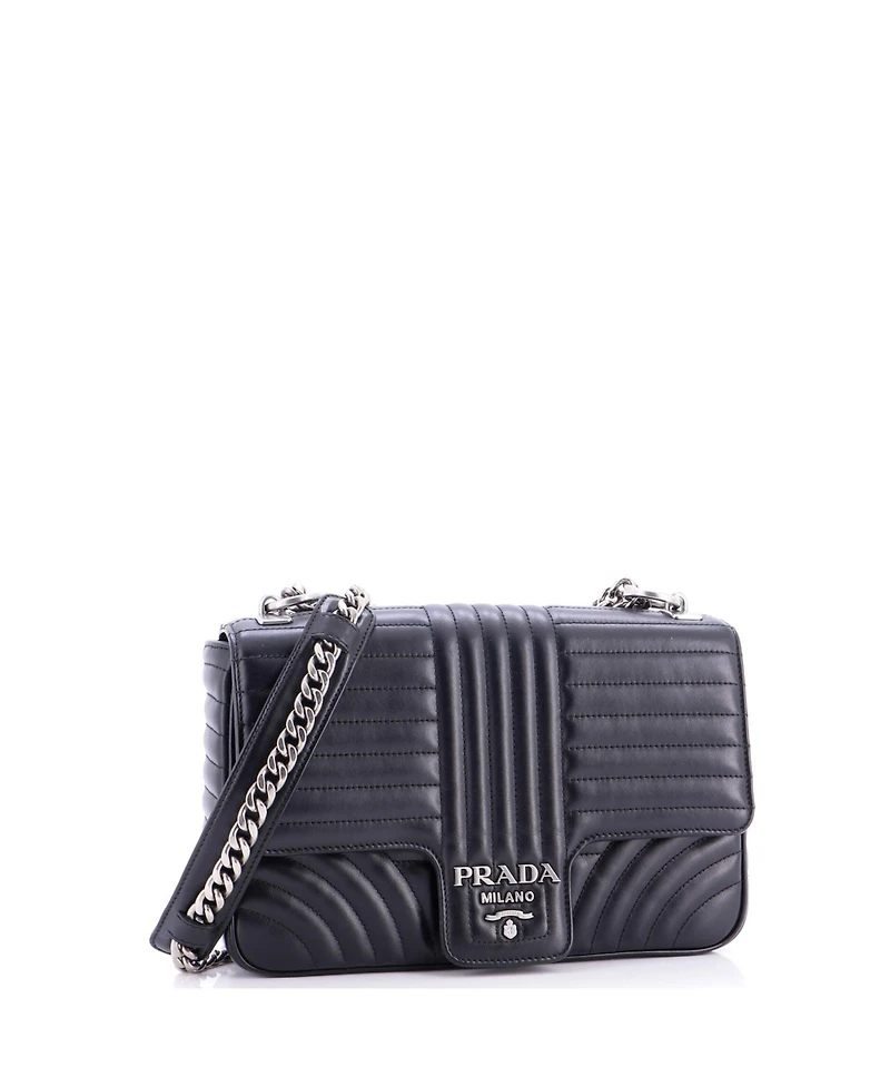 Pre-Owned Prada Chain Flap Shoulder Bag Diagramme Quilted Leather