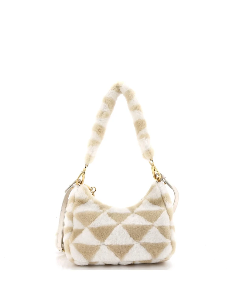 Pre-Owned Prada Mini Re-Edition Shoulder Bag Shearling