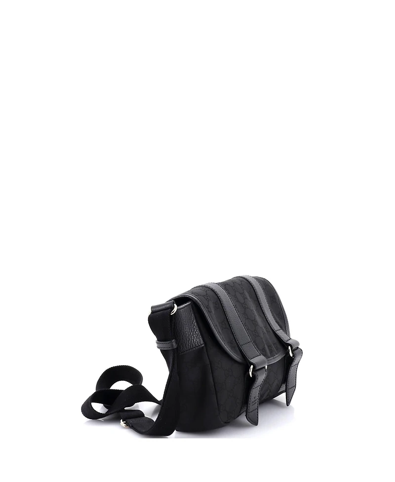 Pre-Owned Gucci Double Belt Flap Messenger Gg Canvas with Perforated Leather