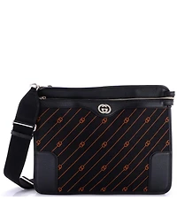 Pre-Owned Gucci Interlocking G Messenger Bag Gg Jacquard with Leather