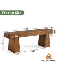 Tribesigns Solid Wood Bench, 47-Inch Farmhouse Entryway Bench with Thickened Legs, Narrow Indoor Wooden Bench
