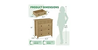 gaomon 3 Drawer Dresser, Modern Fluted Nightstand, Wooden Chest of Drawers, Storage End Table Organizer