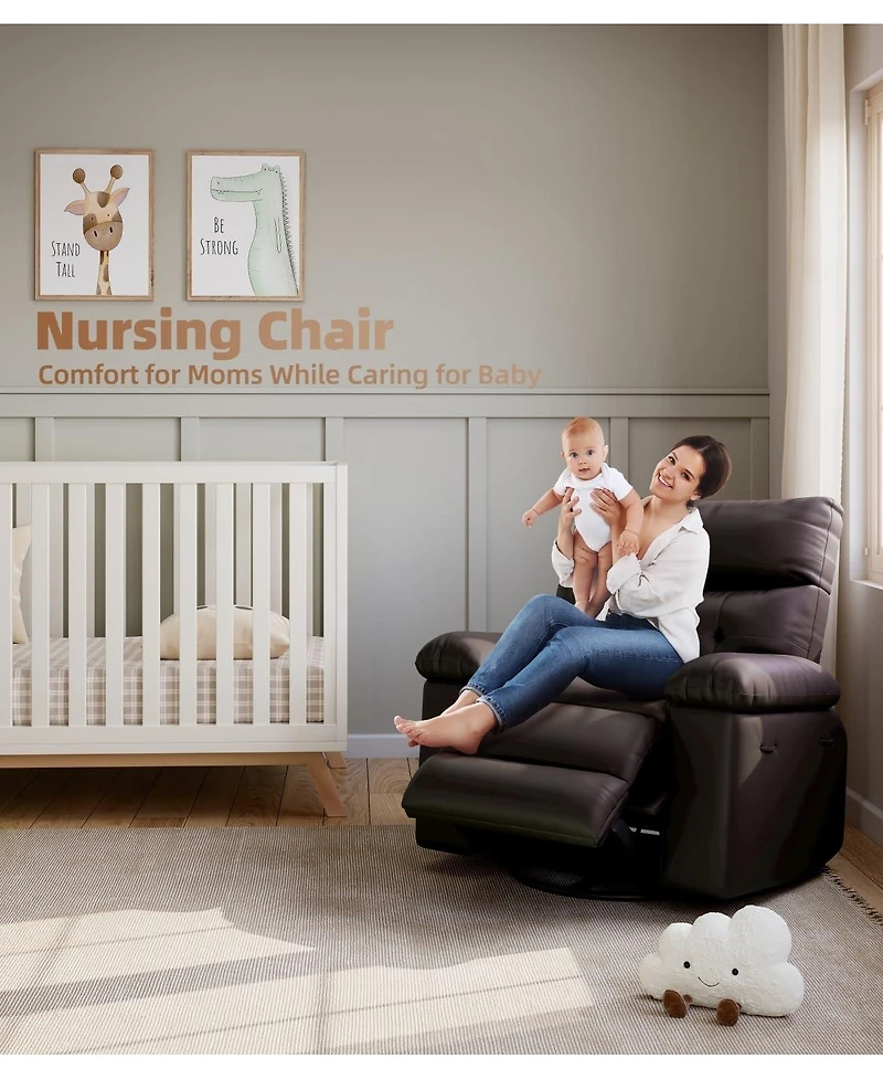 gaomon Oversized Recliner Chair with Heat and Massage, 360 Degree Swivel Lazy Boy Recliner for Adults, Manual Rocking Chair