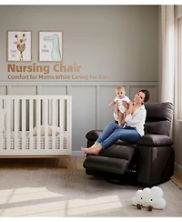 gaomon Oversized Recliner Chair with Heat and Massage, 360 Degree Swivel Lazy Boy Recliner for Adults, Manual Rocking Chair