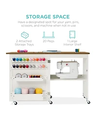 Best Choice Products Sewing Machine Table & Desk w/ Craft Storage and Trays
