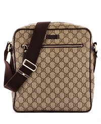 Pre-Owned Gucci Medium Front Zip Messenger Gg Coated Canvas