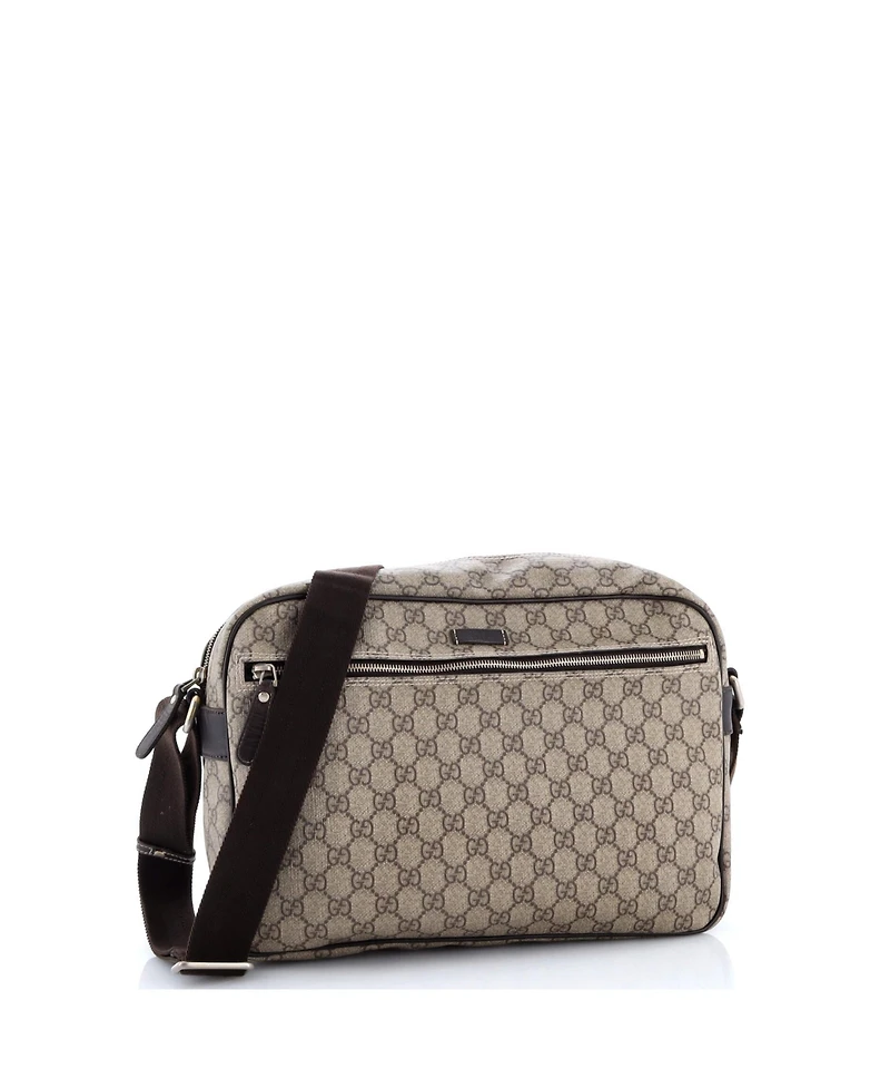 Pre-Owned Gucci Large Front Zip Camera Bag Gg Coated Canvas