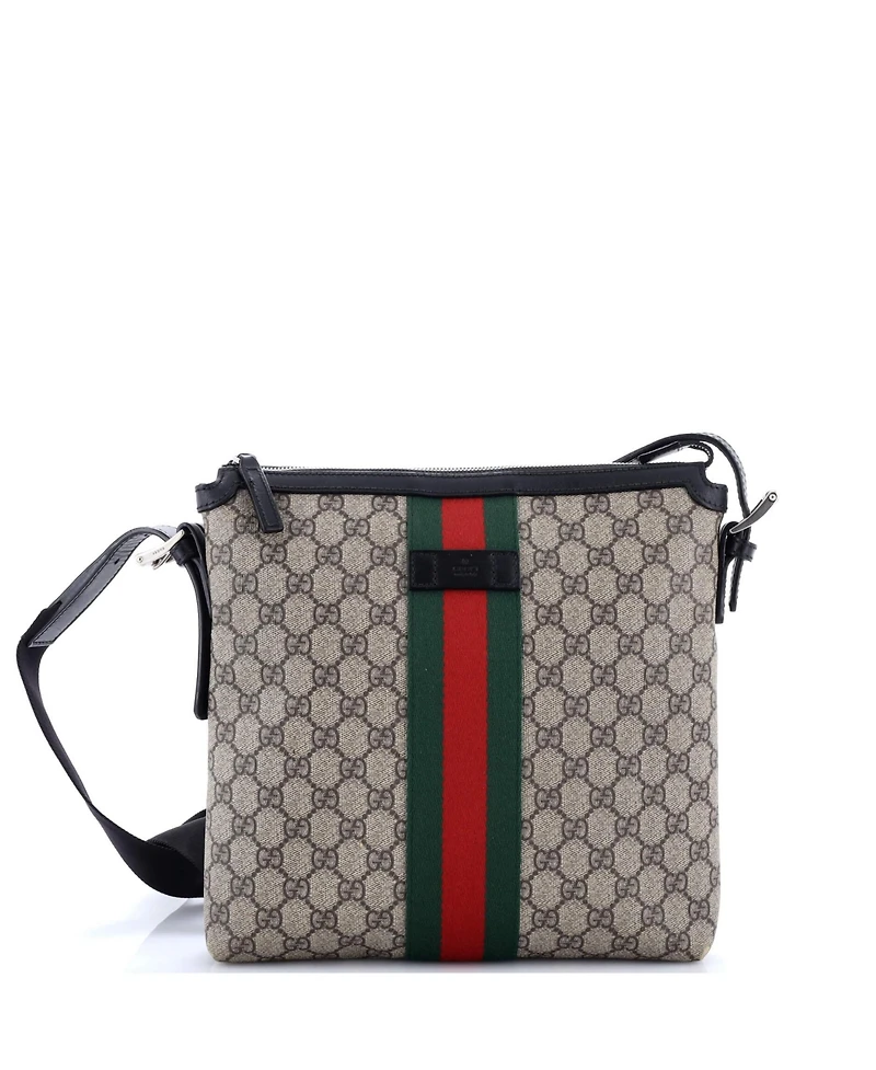 Pre-Owned Gucci Medium Web Messenger Bag Gg Coated Canvas