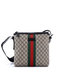 Pre-Owned Gucci Medium Web Messenger Bag Gg Coated Canvas