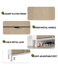 gaomon Shoe Storage Cabinet with 4 Flip Drawers, Farmhouse Fluted Shoe Organizer with Metal Legs