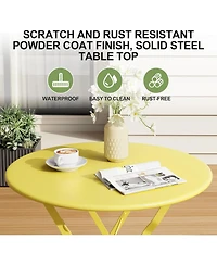 gaomon 3-Piece Patio Bistro Set, Foldable Table & 2 Chairs, Outdoor/Indoor Furniture for Patio, Balcony, Porch & Poolside