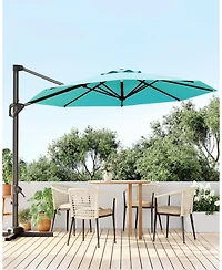 gaomon 10 ft Cantilever Patio Umbrella with Base, 360 Rotation, Offset Market Sunshade, Outdoor Deck & Garden
