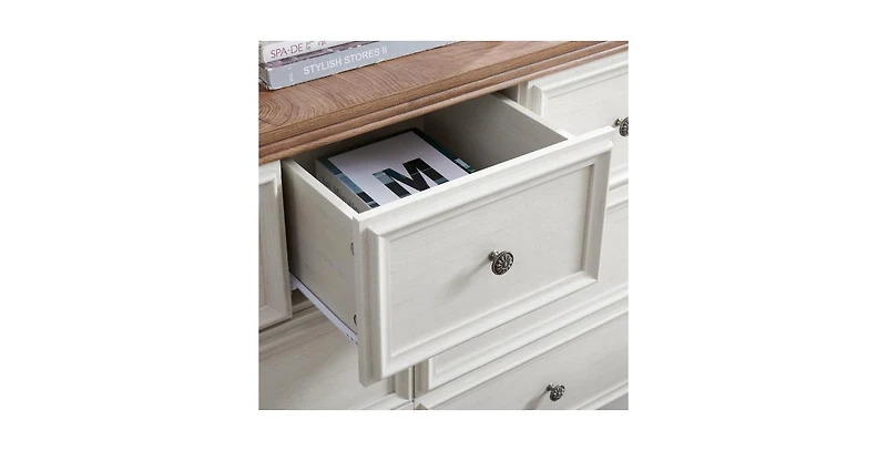 Flynama Rustic 3 Drawer Dresser Oak Finish Sturdy Construction for Bedroom Living Room Storage