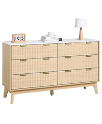 Gouun 6 Drawer Fluted Dresser with Spacious Storage for Bedroom and Entryway