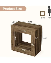 Tribesigns End Table Set of 2, Farmhouse Narrow Side Table with Storage Shelf, Rustic Square Nightstand Bedside