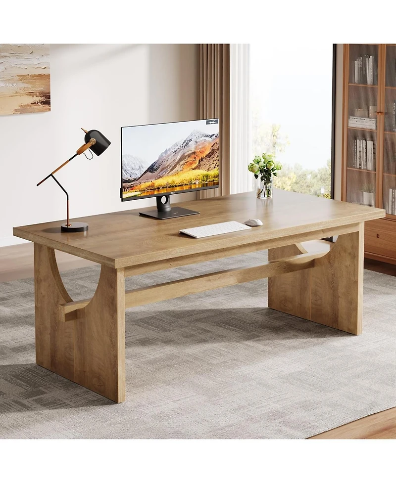 Tribesigns Executive Office Desk, 63-Inch Farmhouse Computer Desk, Large Writing Study Conference Table