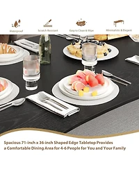 gaomon 70.9" Dining Table for 6-8, Rectangular Mdf Top with Wave Edge, Sturdy Metal Frame, Waterproof & Scratch-Resistant
