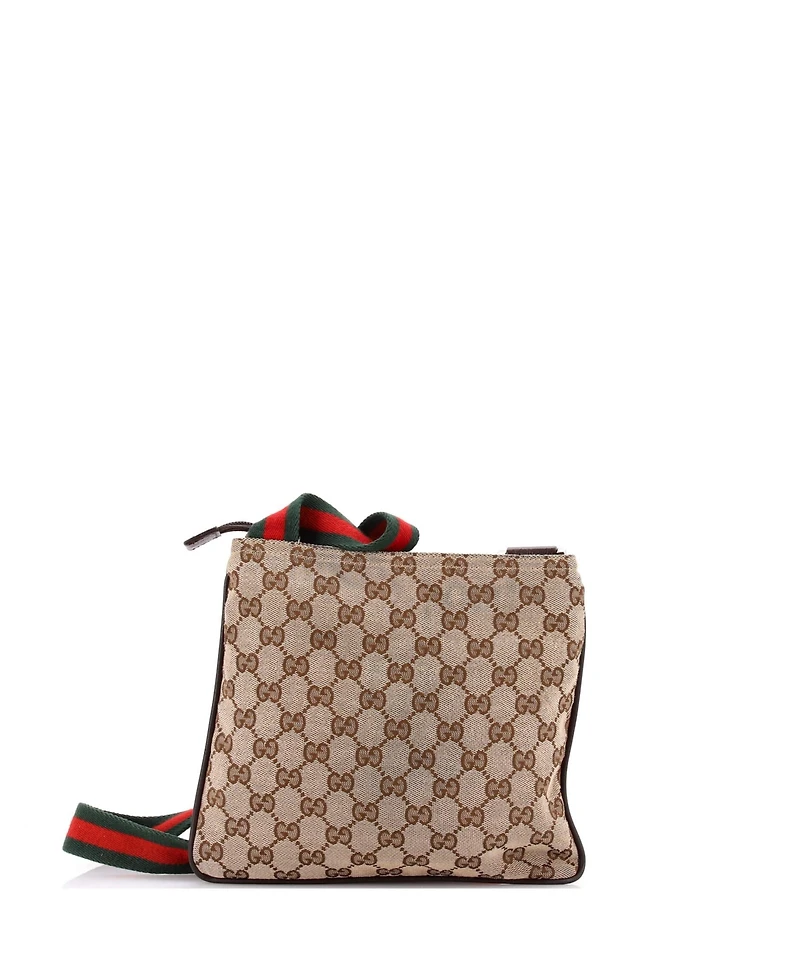 Pre-Owned Gucci Small Web Strap Zip Messenger Bag Gg Canvas