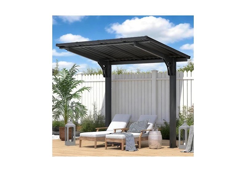 Aecojoy 8' x 5' Lean to Grill Gazebo Hardtop Outdoor Pergola for Patio
