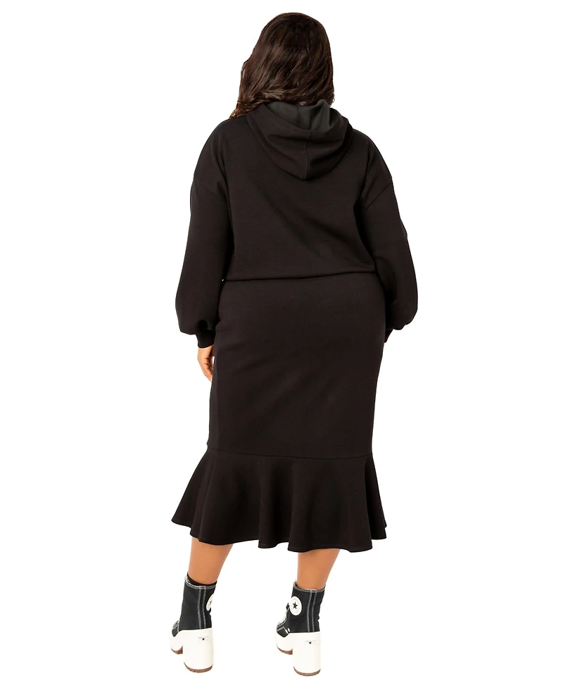 Buxom Couture Plus Scuba Hoodie and Peplum Skirt Set