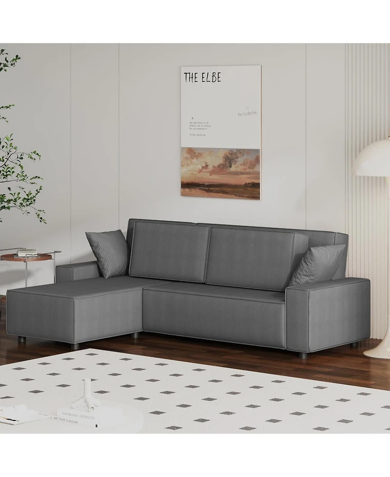 gaomon 70" Oversized Cloud Couch, Mid-Century Chenille Sofa with Usb & Side Pockets, Deep Seat