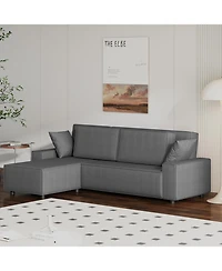 gaomon 70" Oversized Cloud Couch, Mid-Century Chenille Sofa with Usb & Side Pockets, Deep Seat