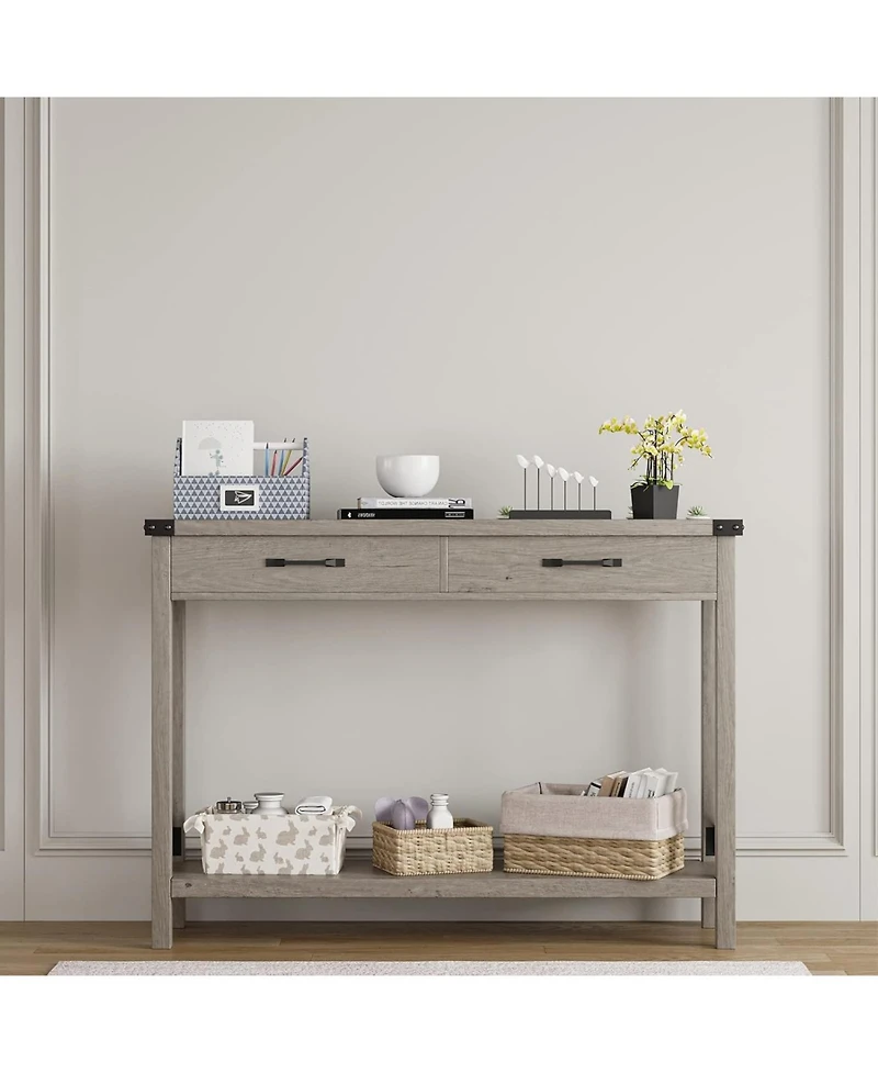 gaomon Farmhouse Console Table with 2 Drawers & Storage Shelf, Wooden Entry Table for Hallway & Living Room