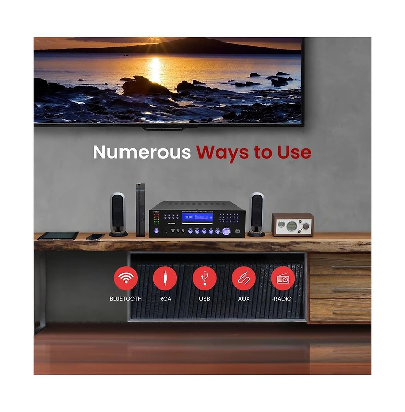 Pyle 4-Channel Bluetooth Home Theater Amplifier Receiver with Cd/Dvd Player (PD1000BA)