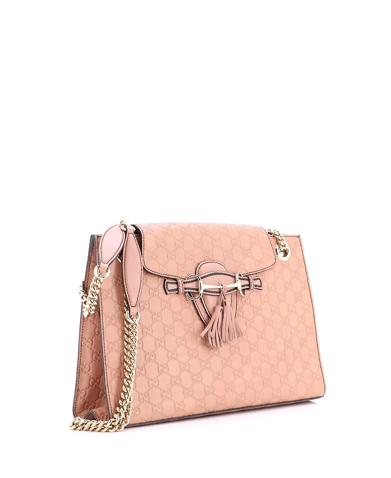 Pre-Owned Gucci Large Emily Chain Flap Shoulder Bag Guccissima Leather