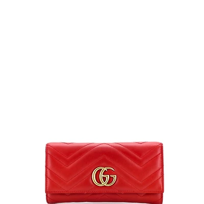 Pre-Owned Gucci Gg Marmont Continental Wallet Matelasse Leather